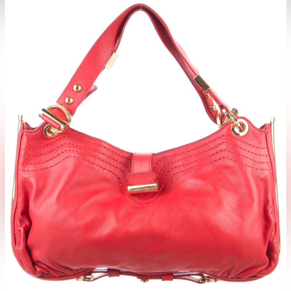 Jimmy Choo Red Leather Handle Bag